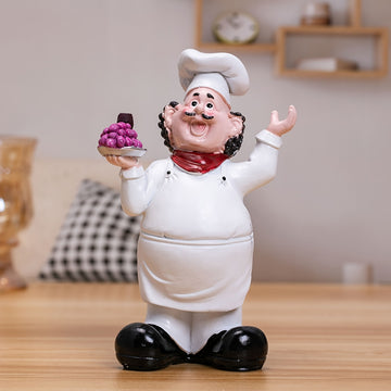 1pc Figura de resina de chef de caricatura - Adorno de canto para decoración interior y exterior, ideal para Navidad, Janucá, Acción de Gracias, Ramadán, Día de la Madre - No necesita electricidad
