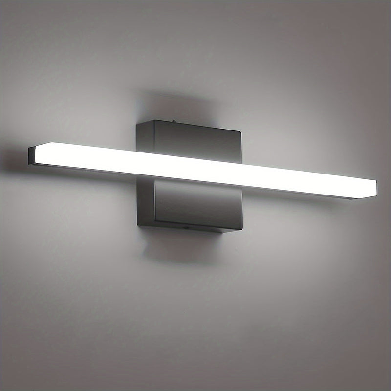 Barra de luz moderna para tocador de baño de 16 pulgadas, 9W, aplique de pared con pantalla de acrílico, luz blanca fría 6000K, montaje semiempotrado, base de metal, incluye hardware de instalación - Ideal para iluminación de baño, luz para tocador | Ilu