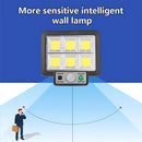 Lámpara solar LED para exterior, 56/72/108/117 LED, 3000 lúmenes, con sensor de movimiento, 3 modos de iluminación, paneles ajustables, seguridad con cable, para patio