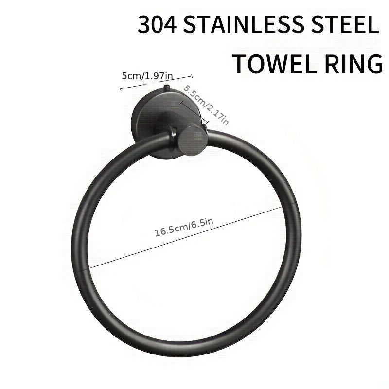 1pc Anillos De Toalla De Acero Inoxidable, Anillo De Toalla Redondo Para Baño Cocina, Toallero Montado En La Pared Barra De Toalla