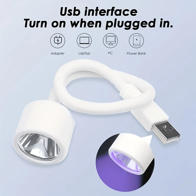 1/2 piezas Mini Secador de Uñas LED, lámpara plegable con alimentación USB para secado rápido de esmalte de gel, herramienta de manicura portátil con diseño blanco adecuado para uñas DIY en casa o salón, luz flexible de cuello, lámpara de curado de uñas