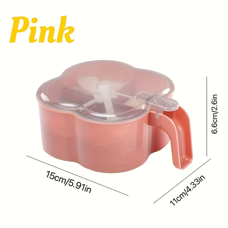 [1pc Organizador de especias de 4 compartimentos] Un organizador de especias de cuatro compartimentos para uso doméstico, con tapa y cuchara para condimentos de cocina.