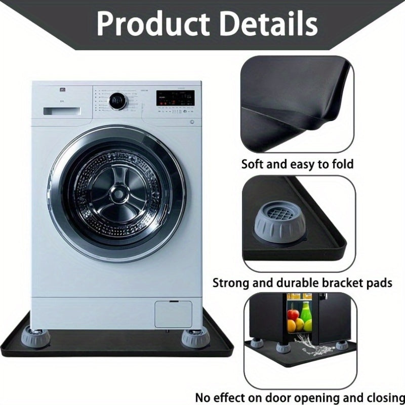 Almohadilla de lavadora de plástico de silicona con 4 bases elevadas para limpiar debajo, protector de suelo antideslizante, bandeja de refrigerador antiofusión, almohadilla de secadora multifuncional duradera, lavadora de vino para mini refrigerador, ma