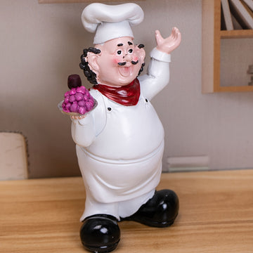1pc Figura de resina de chef de caricatura - Adorno de canto para decoración interior y exterior, ideal para Navidad, Janucá, Acción de Gracias, Ramadán, Día de la Madre - No necesita electricidad