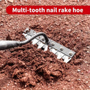 Herramienta de control de malezas de alta resistencia multifuncional - Rastrillo manual para descompactar el suelo con dientes de metal afilados, mango ergonómico para el cuidado de césped, jardinería, arado y ventilación - No requiere electricidad, herr