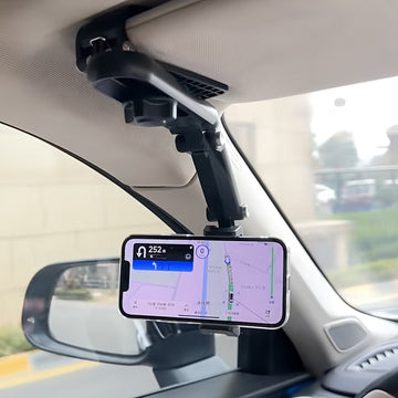 Soporte para teléfono móvil de parasol giratorio universal 360° para coche, soporte de navegación para automóviles, material duradero ABS, ajustable y adecuado para vehículos, cocinas y dormitorios