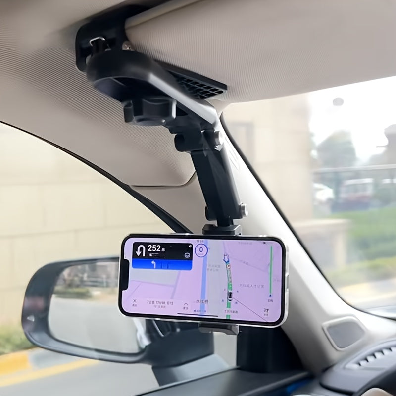 Soporte para teléfono móvil de parasol giratorio universal 360° para coche, soporte de navegación para automóviles, material duradero ABS, ajustable y adecuado para vehículos, cocinas y dormitorios