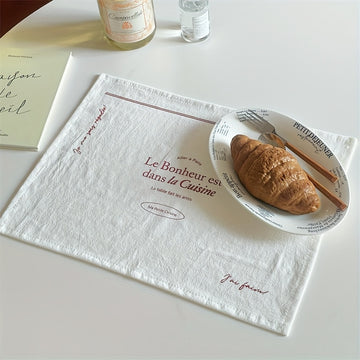 1pc Mantel Francés - Decoración Elegante para Mesa con Diseño Blanco y Marrón, Manteles de Lino para Desayuno en Cama, Regalos de Aniversario o San Valentín - Esenciales de Cocina y Restaurante, Vajilla Elegante, Temática Francesa, Superficie Texturizada