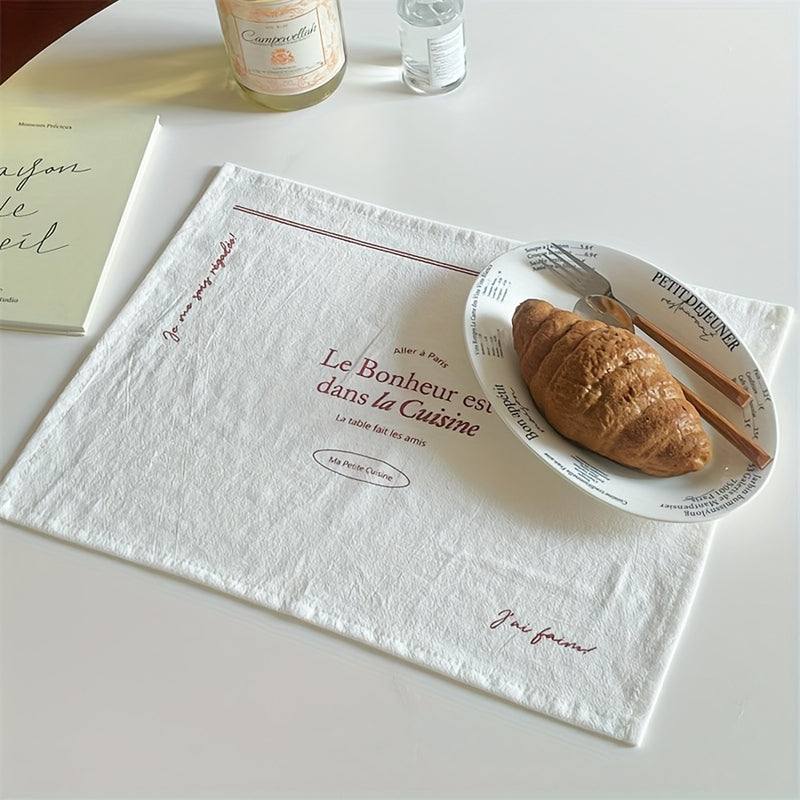 1pc Mantel Francés - Decoración Elegante para Mesa con Diseño Blanco y Marrón, Manteles de Lino para Desayuno en Cama, Regalos de Aniversario o San Valentín - Esenciales de Cocina y Restaurante, Vajilla Elegante, Temática Francesa, Superficie Texturizada