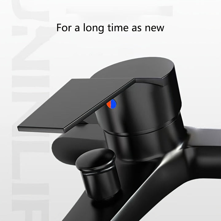 Juego de Grifo de Ducha Negro Elegante TWINBELL con Cabezal de Ducha de Lluvia - Control Dual de Agua Caliente y Fría, Diseño Grueso a Prueba de Explosiones, Instalación Fácil, No Requiere Energía