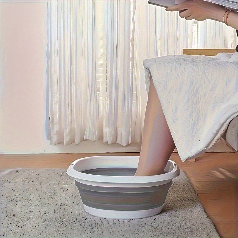 Baño de Pies Portátil Plegable - Sin Necesidad de Electricidad, Construcción Robusta en Plástico Grueso con Tapa - Bañera Compacta para Hogar, Viajes y Baño - Regalo Ideal para Padres, Cumpleaños o Inauguración de Casa - Diseño Ahorrador de Espacio, Fáci