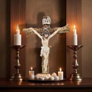 Escultura de Resina al Estilo Vintage con Letrero "INRI" - Decoración Religiosa en 3D Realista para Paredes de Semana Santa, Regalo Inspirador Perfecto para el Hogar o la Iglesia
