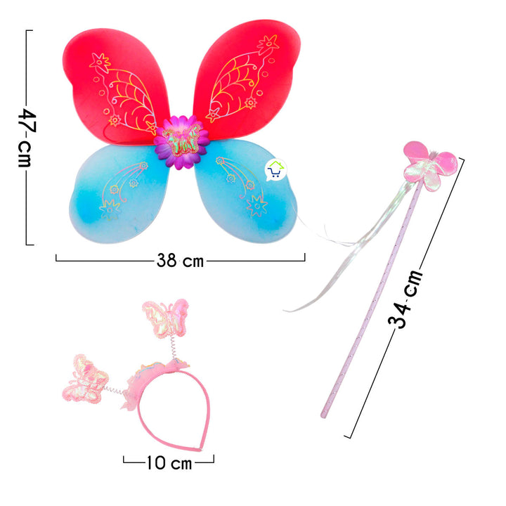 Disfraz De Mariposa Hada Alas Diadema Varita Halloween OF491