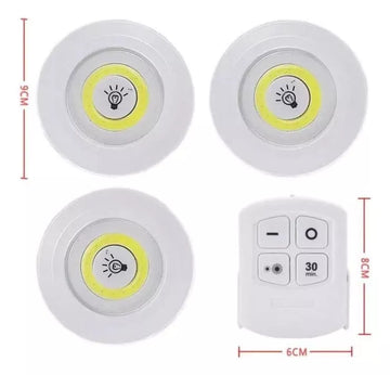 Luz Led Set X3 Lampara Adhesiva Control Remoto Color Blanco