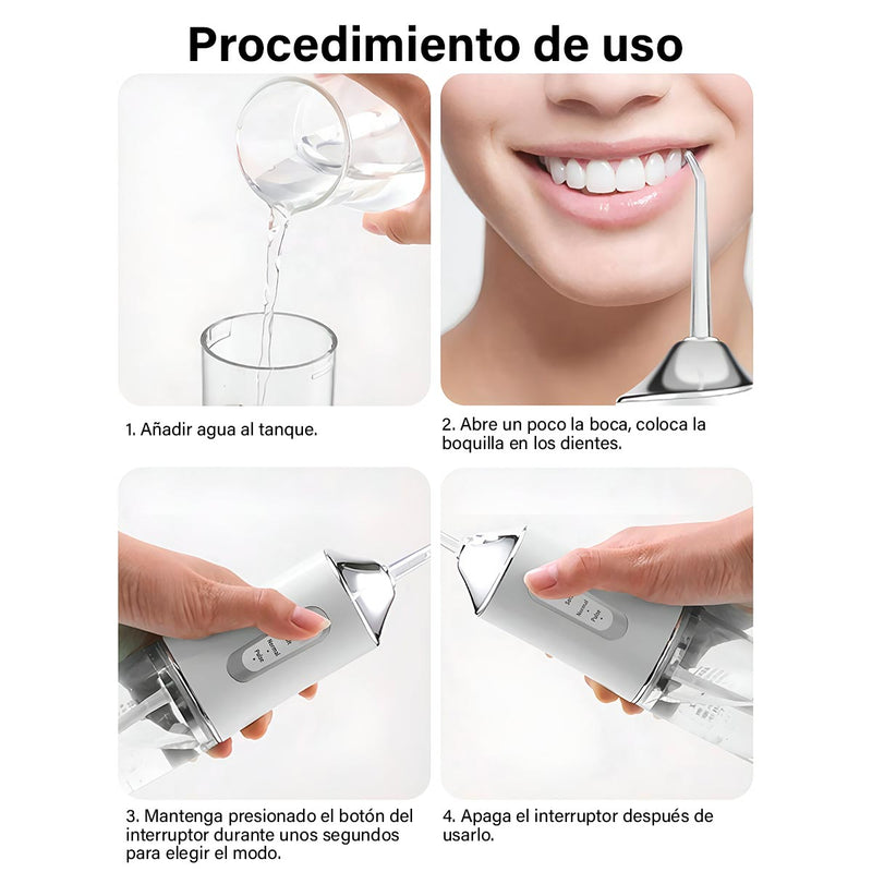 Irrigador Bucal Oral + 4 Boquillas Limpieza Dental Recargable USB KRD-1948