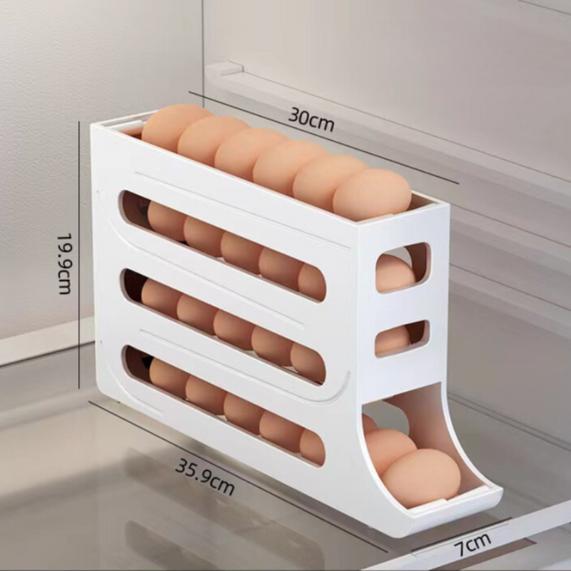 Soporte organizador de huevos para nevera y estante de 4 pisos