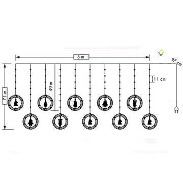 Cortina intercaladas 3 M Bolas Mágicas Navideñas JTX22-2-C