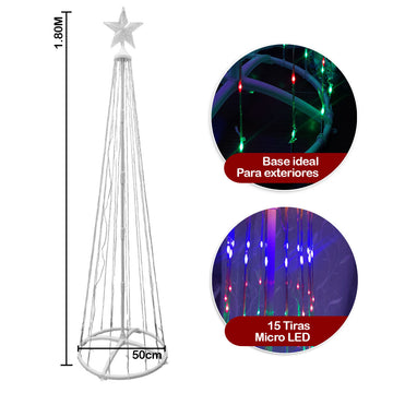 Árbol De Tiras Micro LED 1.8 Metros 200L Navidad 1622