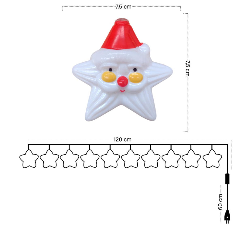 Guirnalda Luces Navidad Estrellas de Papá Noel 2 Metros S4044