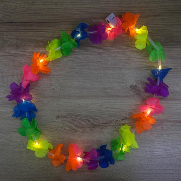 Collar Feria de Flores x12 Hawaiano con Luces LED CHWX12