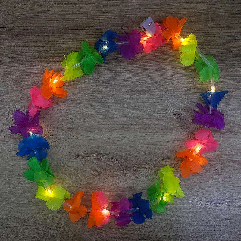 Collar Feria de Flores x12 Hawaiano con Luces LED CHWX12