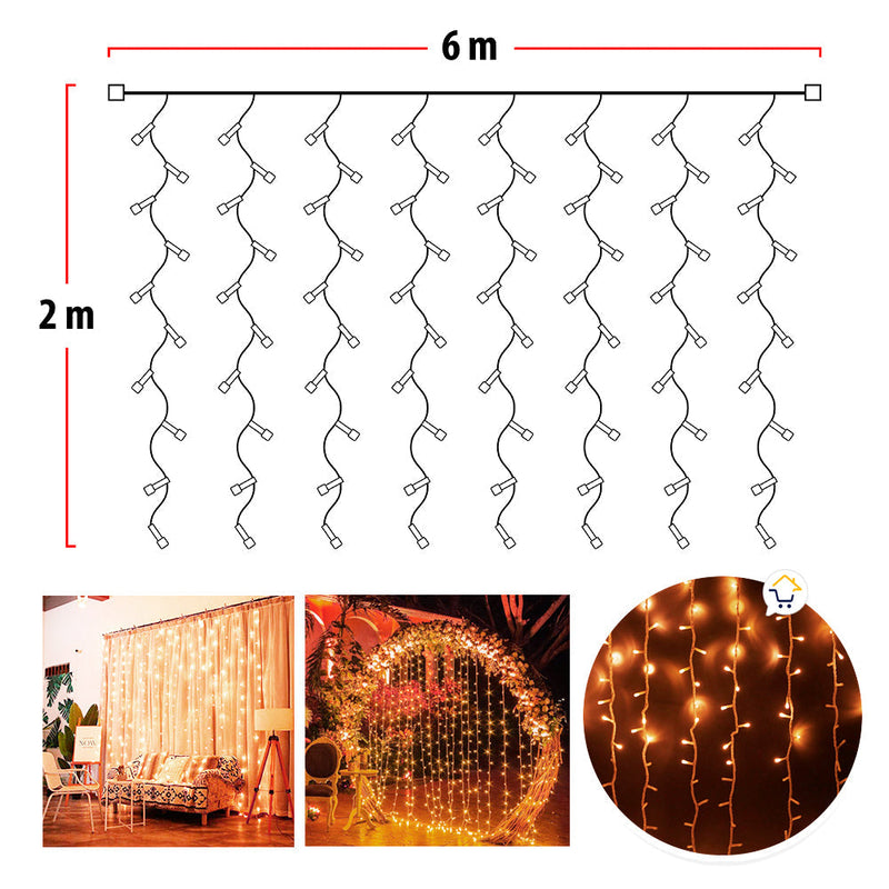 Luz Cascada 6x2 Mts 480 Led Luces Navidad Cálido 6x2-480l-CA