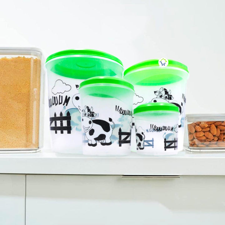 Juego De Recipientes Herméticos X4 Decorados Portacomidas Cocina 1058