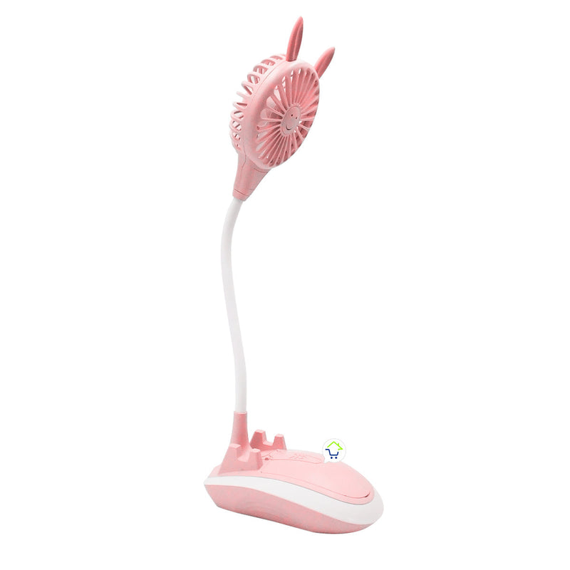 Ventilador De Escritorio Recargable Luz LED Soporte Base Celular Espejo TJ16A