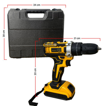 Taladro Inalámbrico 3/8 Pulgada Percutor Recargable Con Estuche Herramientas T001