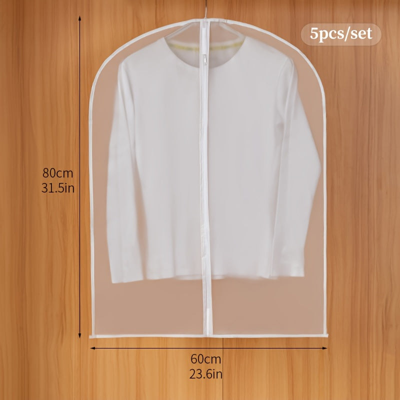5 piezas, funda de polvo para ropa, bolsa de colgar ropa y trajes transparente y impermeable para el hogar