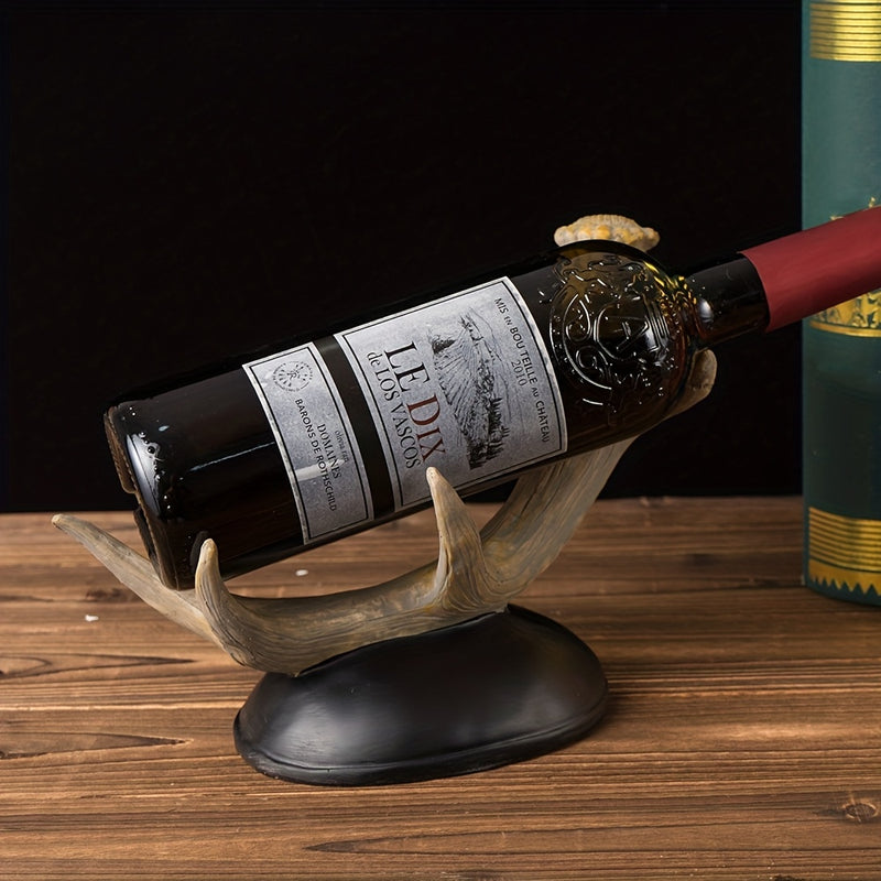 Elegante soporte de bebidas estilo europeo con asta - Resina, base negra, ideal para decoración de bar en casa o entrada, perfecto para exhibir botellas, decoración