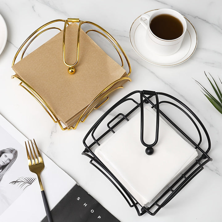 Soporte de Papel de Metal Versátil - Estante de Almacenamiento de Servilletas y Papel Cuadrado para Escritorio, Oficina y Decoración del Hogar | Regalo Perfecto para Navidad, San Valentín, Ramadán
