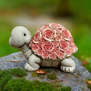 1 estatua de tortuga con energía solar y concha de rosa que brilla - Decoración de jardín al aire libre IP44, control de botón de energía solar, batería, ideal para fiestas de cumpleaños y regalos de San Valentín, decoración de tortuga
