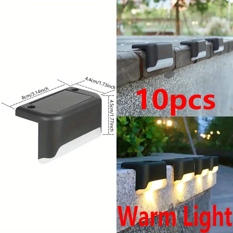 6/10 piezas de luces solares LED para escalones y terrazas - Iluminación exterior para patio, jardín, cerca, camino y pasillos - Luces plásticas resistentes al clima, eficientes energéticamente, con sensor de movimiento, instalación fácil, sin cables nec