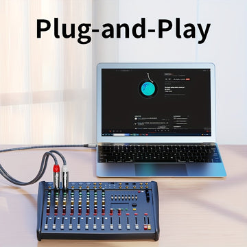 RIKSOIN Cable Y-Splitter de Audio Estéreo Trenzado de Alta Fidelidad USB-C a Dual 6.35mm TS, Conectores Chapados en Oro - Ideal para Amplificadores, Consolas de Mezcla, Altavoces, Smartphones y Portátiles