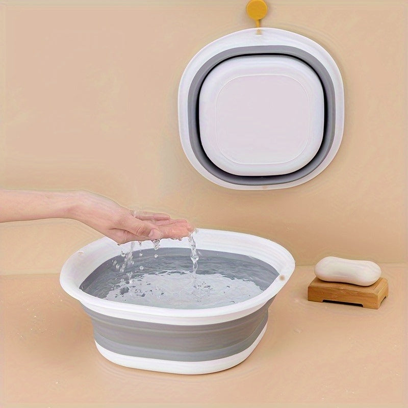 Juego de 3 piezas de baño de pies plegable cuadrado, bañera de pies portátil