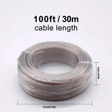 [Cable de Bocina Transparente 22 AWG] Cable de Bocina Transparente 22 AWG - 1 Rollo de 50 FT/100 FT/328 FT, Adecuado para Sistemas de Sonido Estéreo, Bocinas de Cine en Casa, Sonido Envolvente y Radios