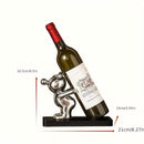 Elegante juego de soportes de botellas de vino dorado y plateado - Diseño de estatua de resina encantadora para sala de estar, entrada o decoración de cocina, regalo perfecto para mudarse, decoración de vino