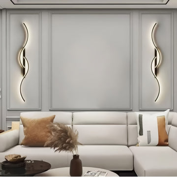 1pc Aplique de pared LED negro moderno, lámpara de pared acrílica lineal de 120 cm, instalación semi empotrada, clip extraíble, cableado, 85 V-265 V, para sala de estar, dormitorio, pasillo, tocador de baño - Bombilla no incluida