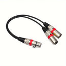 Adaptador de Cable XLR de Aleación de Zinc de 11.81" de 1 a 2 con Tres Núcleos, Cable de Conexión XLR Macho y Hembra, Cable Divisor XLR Adecuado para Consolas de Mezcla, Micrófonos, Altavoces, Amplificadores, Controladores de Luz de Escenario