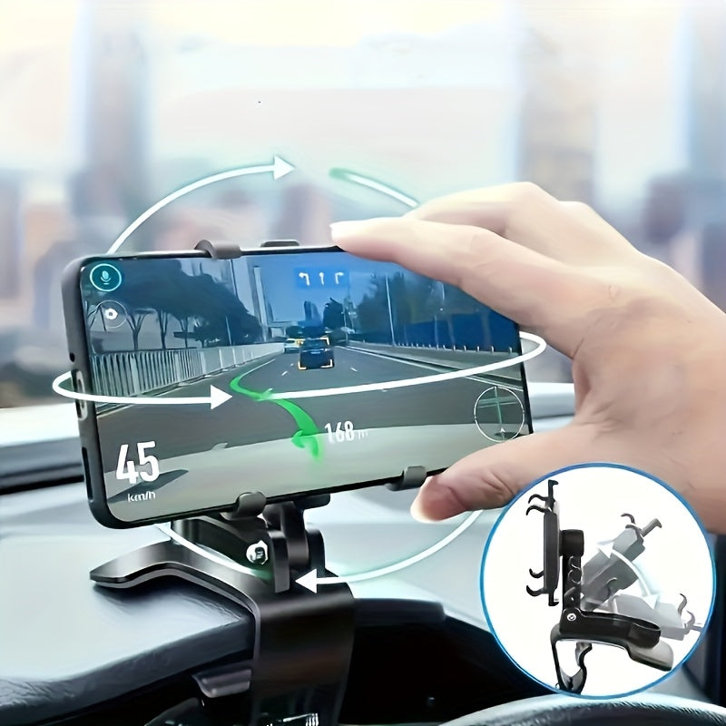Soporte Ajustable para Teléfono en el Salpicadero del Coche para iPhone y Galaxy - Fácil de instalar, diseño seguro para conducir