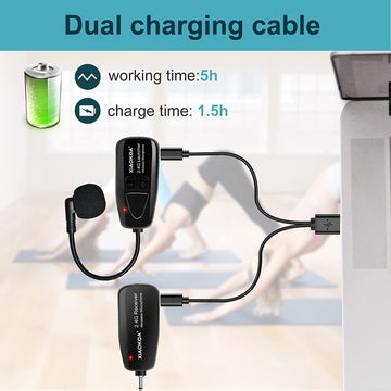 ProAudio Auricular de Micrófono Inalámbrico - Receptor y Transmisor de Doble Modo 2.4G, Micrófono Recargable 2 en 1 de Mano y Auricular para Amplificador de Voz, Bocina de Escenario, Oratoria Pública, Enseñanza, Karaoke y Eventos al Aire Libre - Compacto