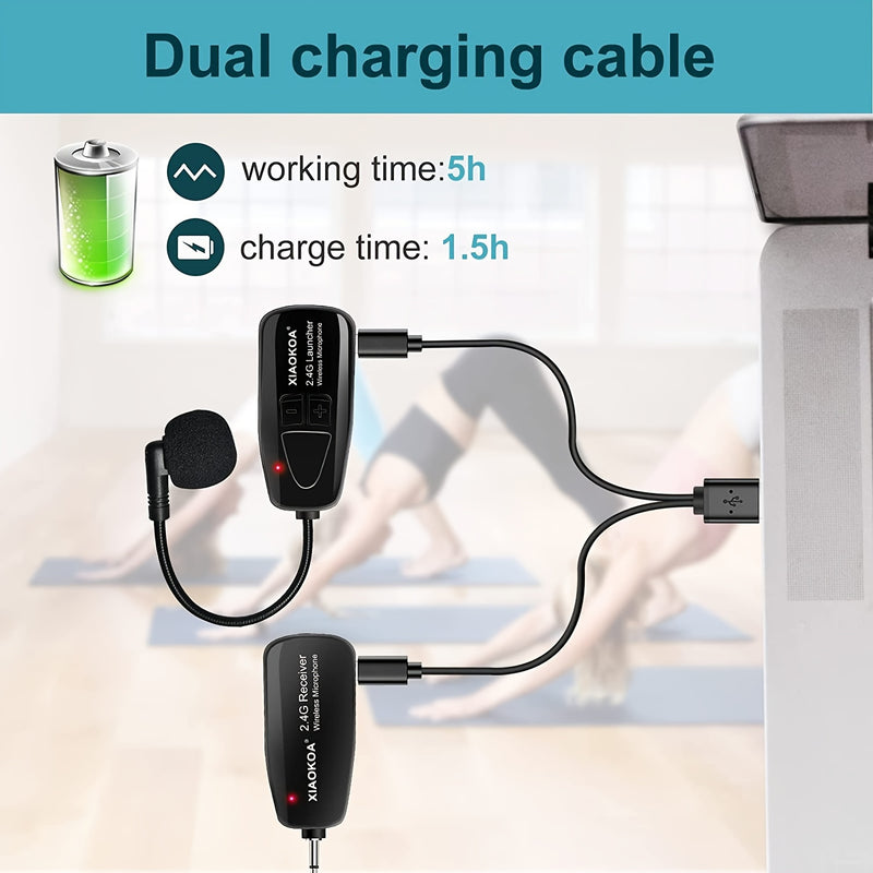 ProAudio Auricular de Micrófono Inalámbrico - Receptor y Transmisor de Doble Modo 2.4G, Micrófono Recargable 2 en 1 de Mano y Auricular para Amplificador de Voz, Bocina de Escenario, Oratoria Pública, Enseñanza, Karaoke y Eventos al Aire Libre - Compacto