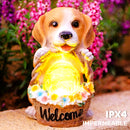 1pc Decoración De Jardín Perro Energía Solar Animal Decoración Señal De Bienvenida, Estatua Luz Nocturna, Luz De Resina Artesanal De Jardín