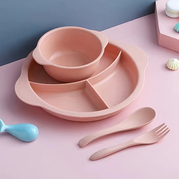 Juego de Cena para el Hogar de 4 Piezas, Estilo Europeo, Conjunto de Vajilla con Plato, Tazón, Cuchara y Tenedor