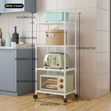 Estante de Almacenamiento de Cocina Multinivel Versátil con Ruedas - Carrito de Utilidad Grande y Rodante para Organización Fácil, Construcción Duradera de Metal y Plástico, Negro/Blanco