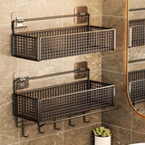 Cesta de almacenamiento de metal para montar en la pared, Organizador de estantería de baño rústico, Soporte de inodoro de tocador sin taladro, Libre de formaldehído, Accesorio de baño de metal, sin necesidad de electricidad ni batería para el baño