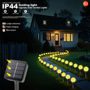 Paquete de 20 Luces Solares para Jardín al Aire Libre - Encendido/Apagado Automático, Carga Solar con Batería de Litio, Instalación en Estaca para Césped, Bodas, Fiestas y Patios - Decoraciones de Bolitas Amarillas Doradas - Construcción Duradera en Plás