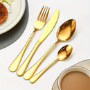 24 piezas de cubertería de acero inoxidable dorado, kit de cubiertos con tenedores, cuchillos, cucharas para hogar, restaurante, apartamento - Utensilios de cocina versátiles para Navidad, Halloween, Pascua, Janucá, Acción de Gracias