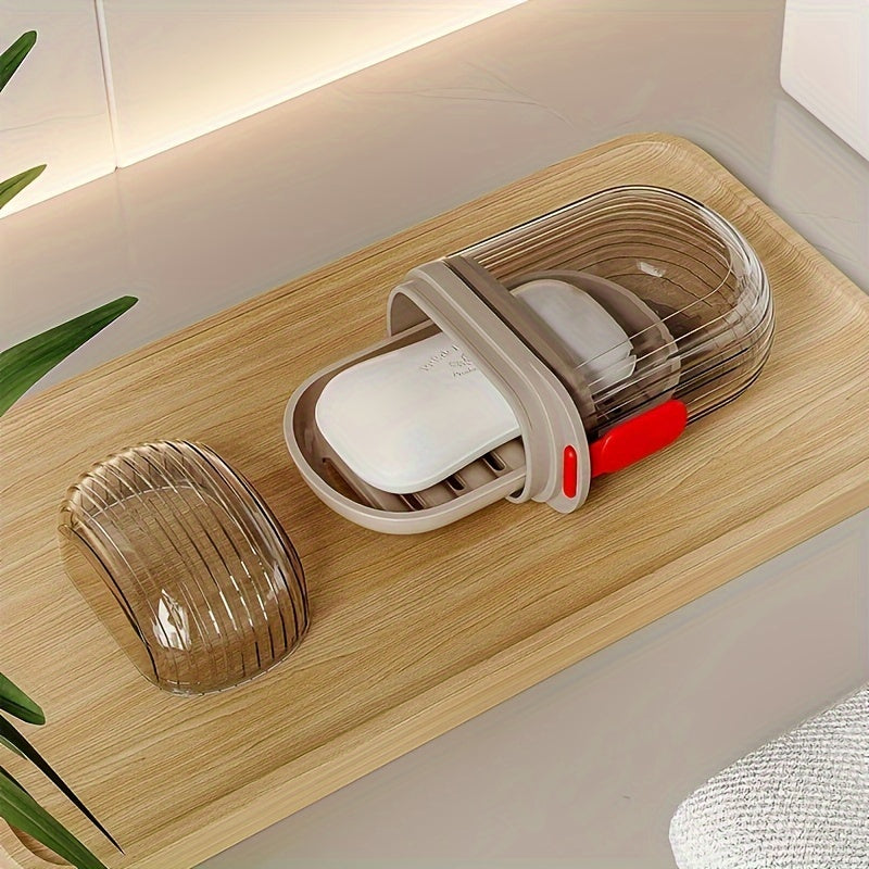1 caja portátil para jabón con tapa hermética, ideal para viajes de negocios, campamentos y actividades al aire libre, fácil de transportar y almacenar